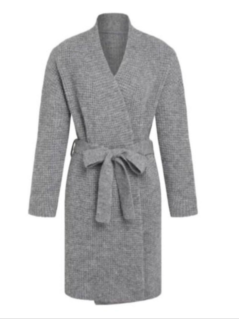 CIDER OVERSIZED WOOL BLEND GRAY LONG BELTED CARDIGAN SWEATER XS / SMALL /MED NWT